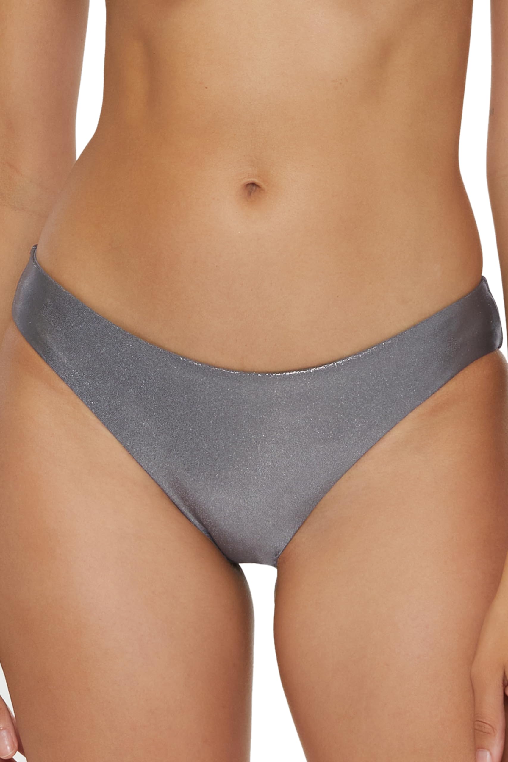 BECCA Women’s Standard Hipster Bikini Bottom, Cheeky Coverage, Swimwear Separates, Liquid Metal (Steel), Medium