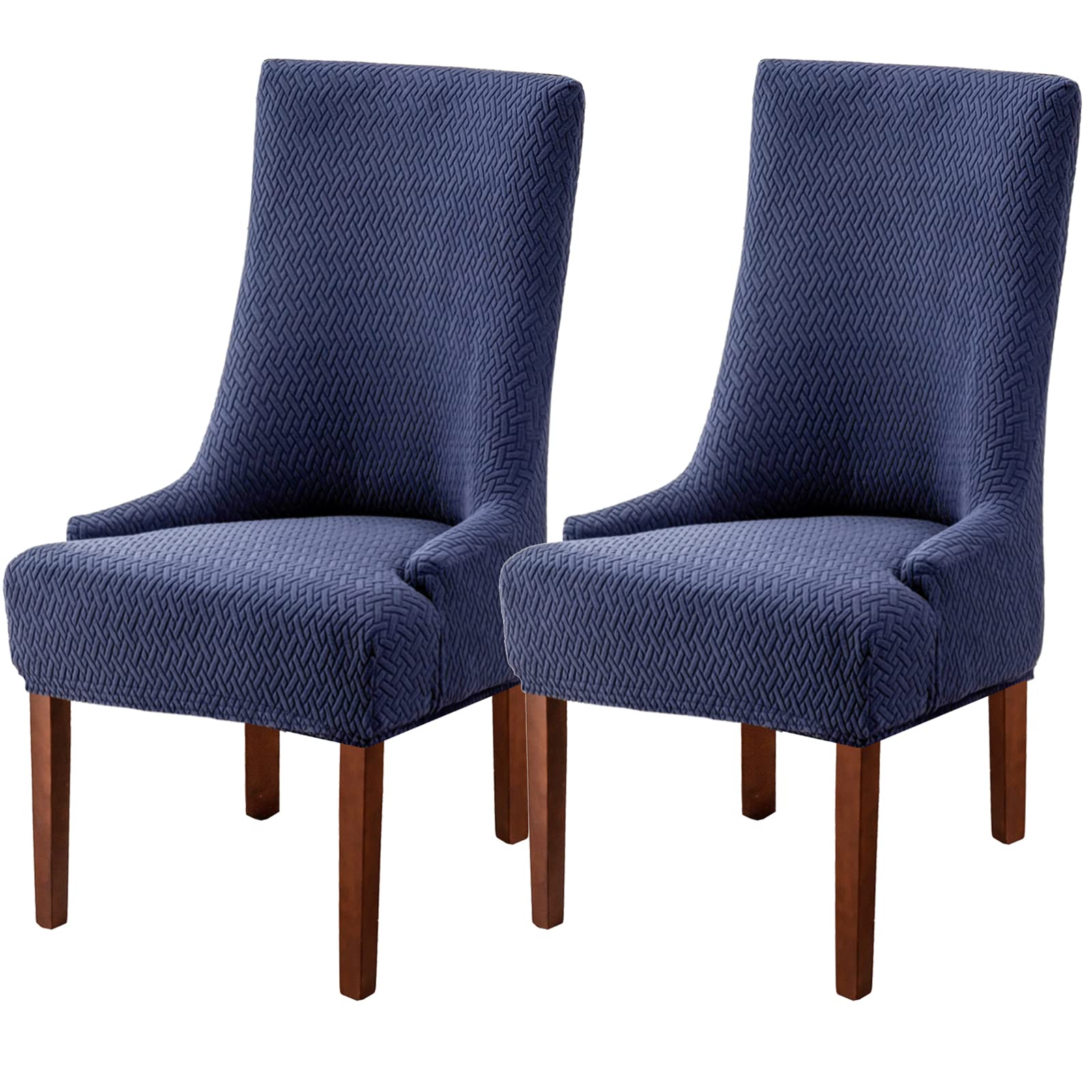 Wingback Dining Chair Covers - High Stretch Wing Chair Slipcover Chair Protector Seat Cover, Wingback Chair Covers for Dining Room Living Room Wedding Hotel Banquet Home Decor (Navy, Pack of 2)