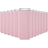 WhaleSiper Slim Can Cooler Sleeves (12 Pack) Bulk Customizable, Blank Foldable Foam Insulators for Beer Bottles & 12oz Tall Cans, Sublimation/HTV-Ready for Beer, Seltzer & White Claw (Blush)