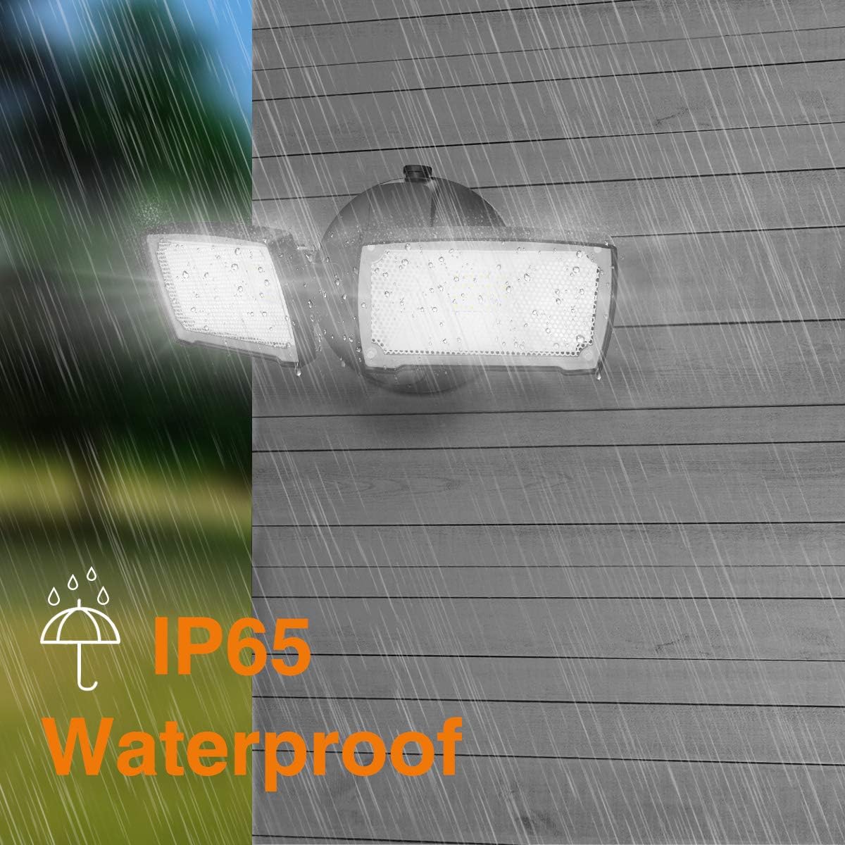 LEPOWER 3000LM LED Flood Light Outdoor, Switch Controlled LED Security Light, 28W Superior Brightness Exterior Lights with 2 Adjustable Heads, 5500K, IP65 Waterproof for Garage, Yard, Patio - - 