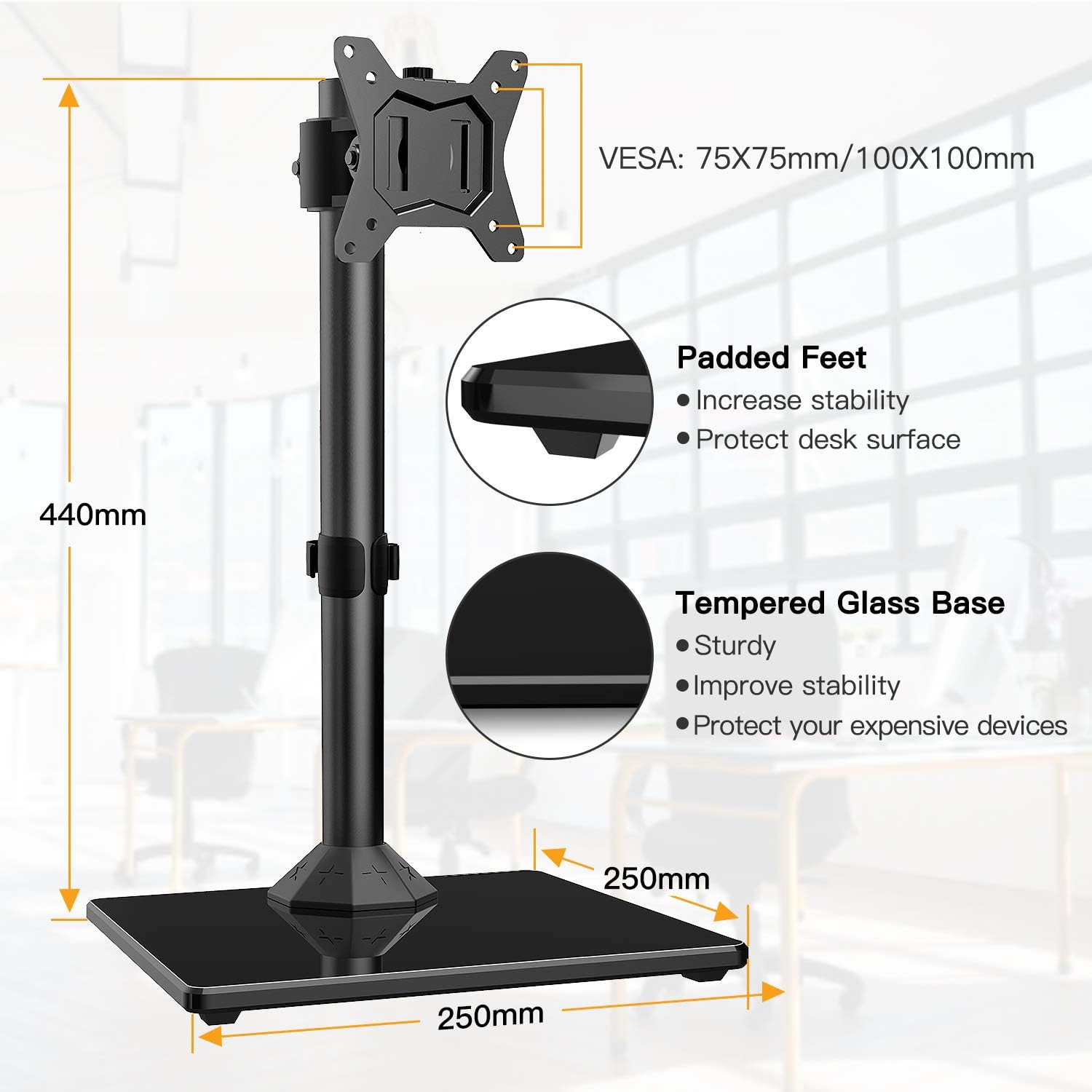 StarTech Supporto Per Singolo Monitor Con Base Per Portatile Ad Altezza Regolabile One Touch