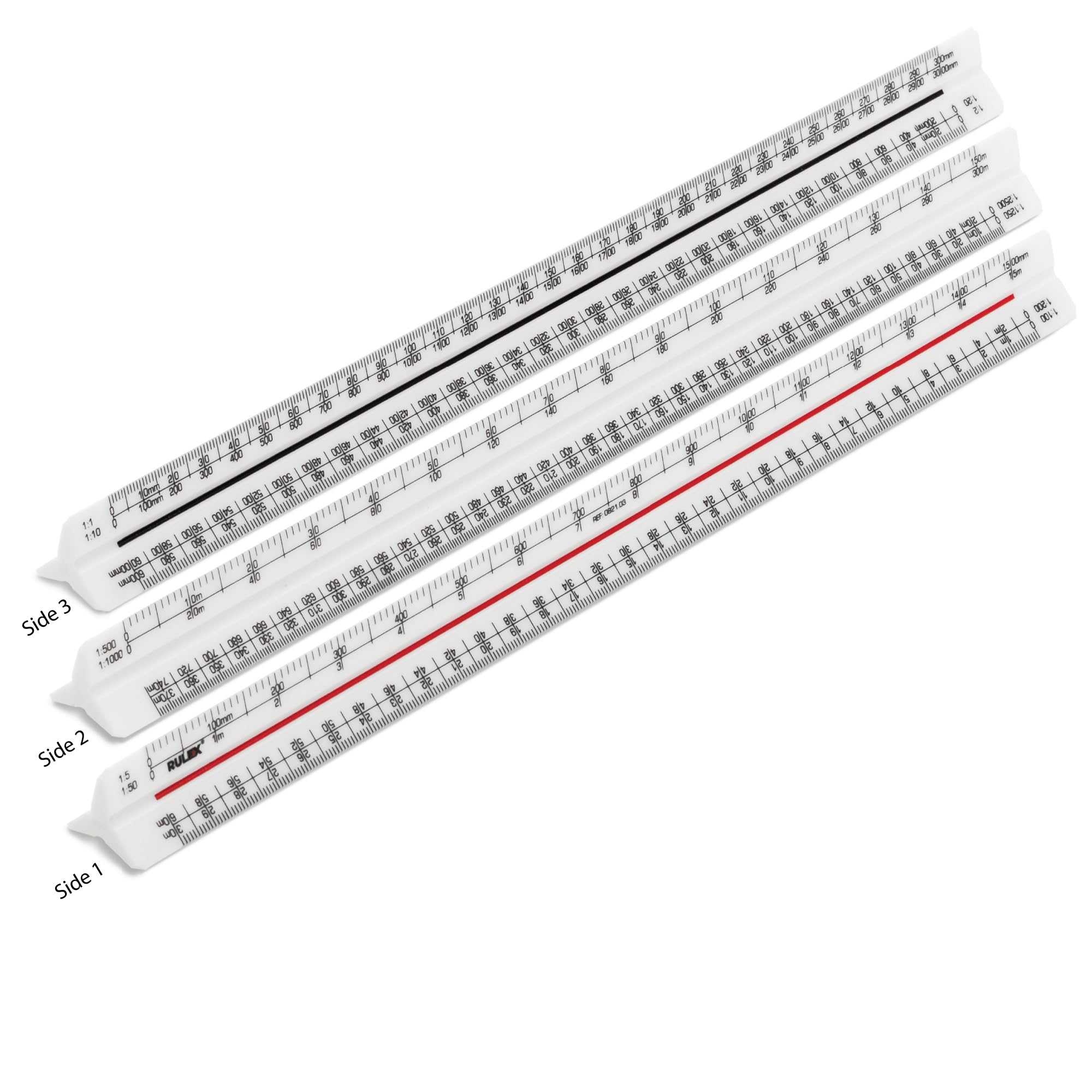 Rulex 300mm Metric Triangular Scale Ruler 1:1 1:10 1:2 1:20/1:5 1:50 1:100 1:200/1:500 1:1000 1:1250 1:2500 - UK manufactured