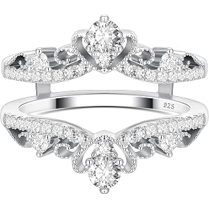 Wuziwen Vintage Crown Moissanite Wedding Ring Enhancer for Engagement Rings | D Color VVS1 Clarity Moissanite/Premium 5A Cubi