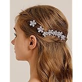 Missgrace Bride Wedding Prom Silver Flower Hair Comb Bridal Headpieces Full Rhinestone Headpiece Bridesmaid Side Hair Combs Hair Accessories for Women