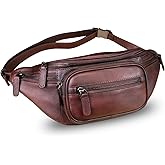 Genuine Leather Fanny Pack for Women and Men Leather Waist Bag Fashion Sling Bag Shoulder Crossbody Bag Sling Backpack (Coffee)