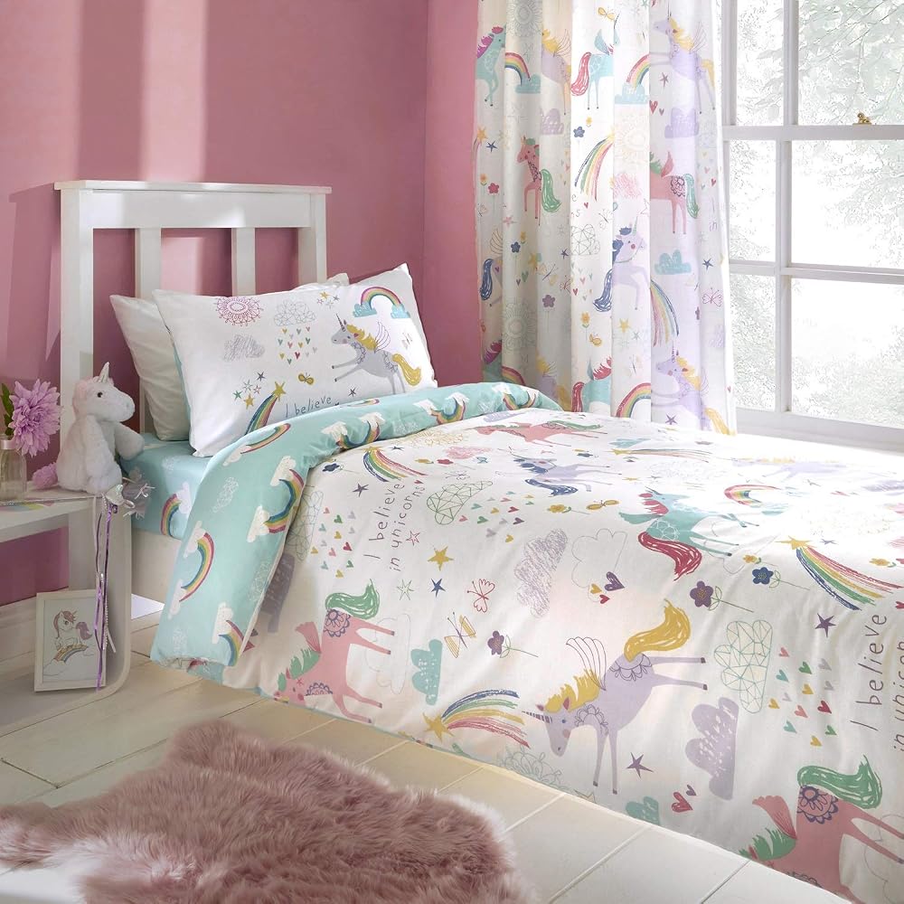 Bedlam Rainbow Unicorn-Duvet Cover Set Multicolour Single 2pc