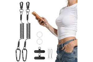 SURPHY Anti-theft Phone Strap, Stretchy Retractable Phone Lanyard with Tether Tabs and Carabiner for Outdoor Climbing Fishing