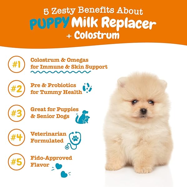 ZESTY PAWS PUPPY MILK REPLACER + COLOSTRUM – MILK REPLACEMENT SUPPLEMENT POWDER FOR PUPPIES & SENIOR DOGS – OMEGA 3 DHA, PREBIOTICS & PROBIOTICS FOR DOGS – FOR SKIN, COAT, HEART & GUT HEALTH – 12 OZ…