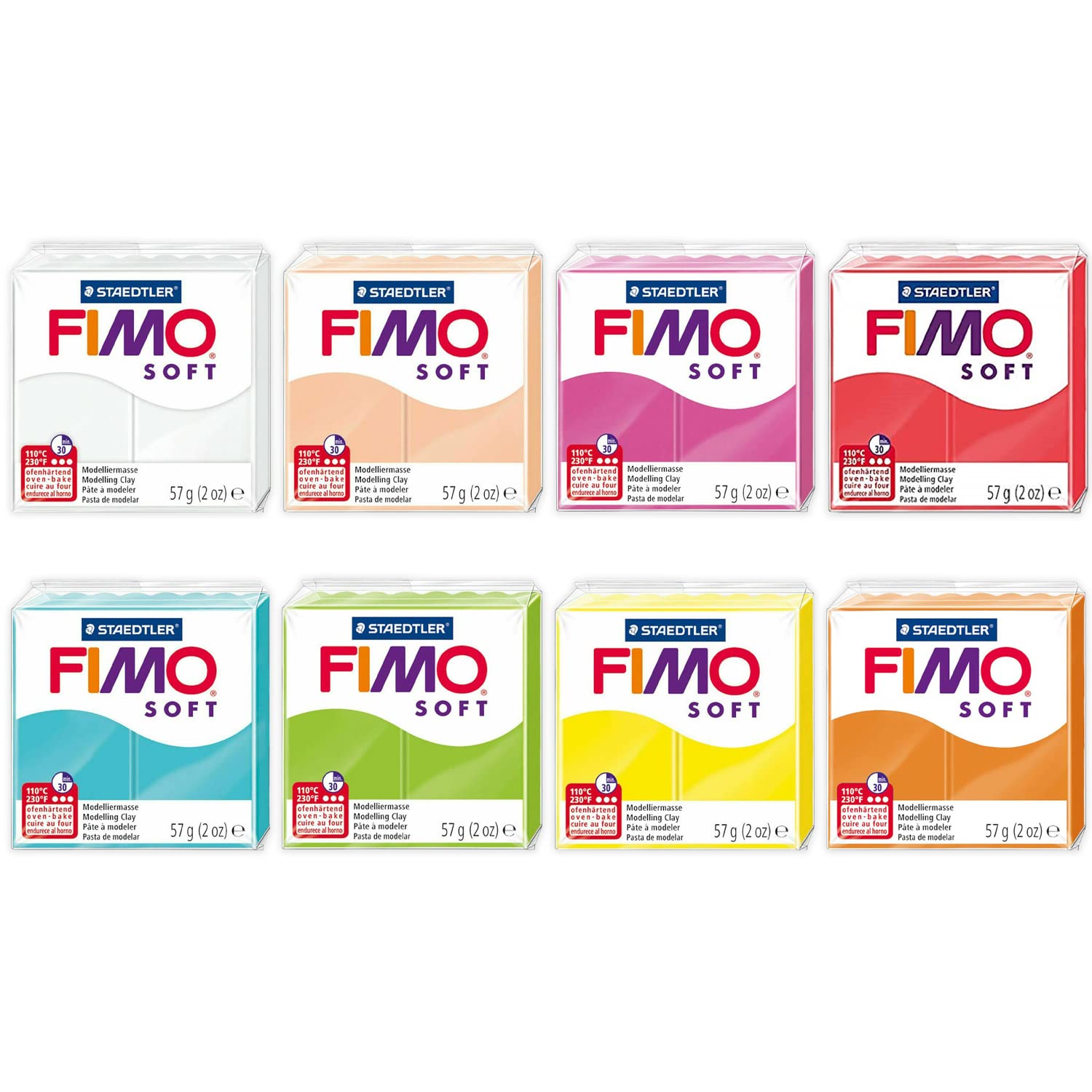 FIMO Soft & Effect Polymer Oven Modelling Clay - 57g - Set of 8 - The Sun & Fun Collection