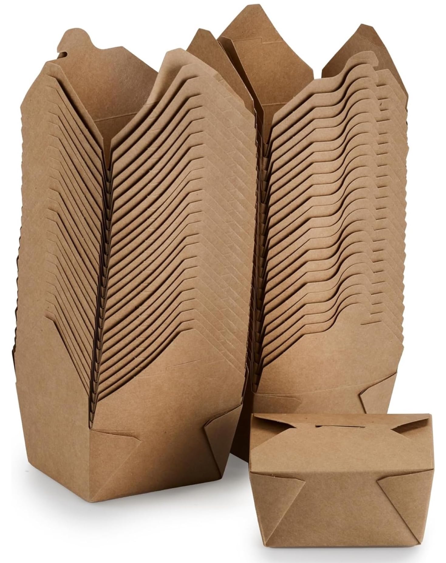 Signature Packaging Kraft Food Takeaway Box Disposable Container Rectangular, Recyclable Lunch To Go, Catering, Fast Food, Leftovers and Food Storage - 50 Pack No. 1 (13 x 10.6 x 6.7 cm)