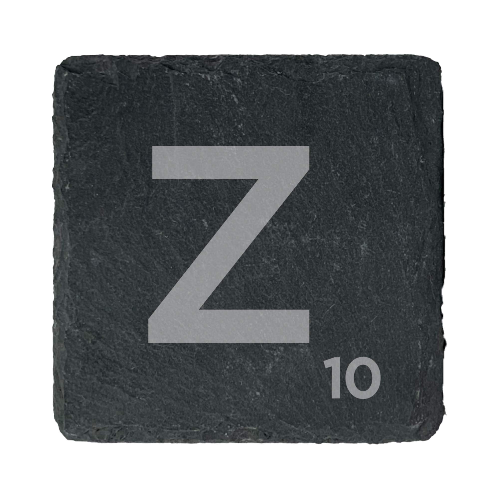 eBuyGB Scrabble Drinks Coasters, Square Slate Coaster, Individual Alphabet Letters, Scrabble Tiles with Score Marks - Personalise Your Own Scrabble Words (Z)