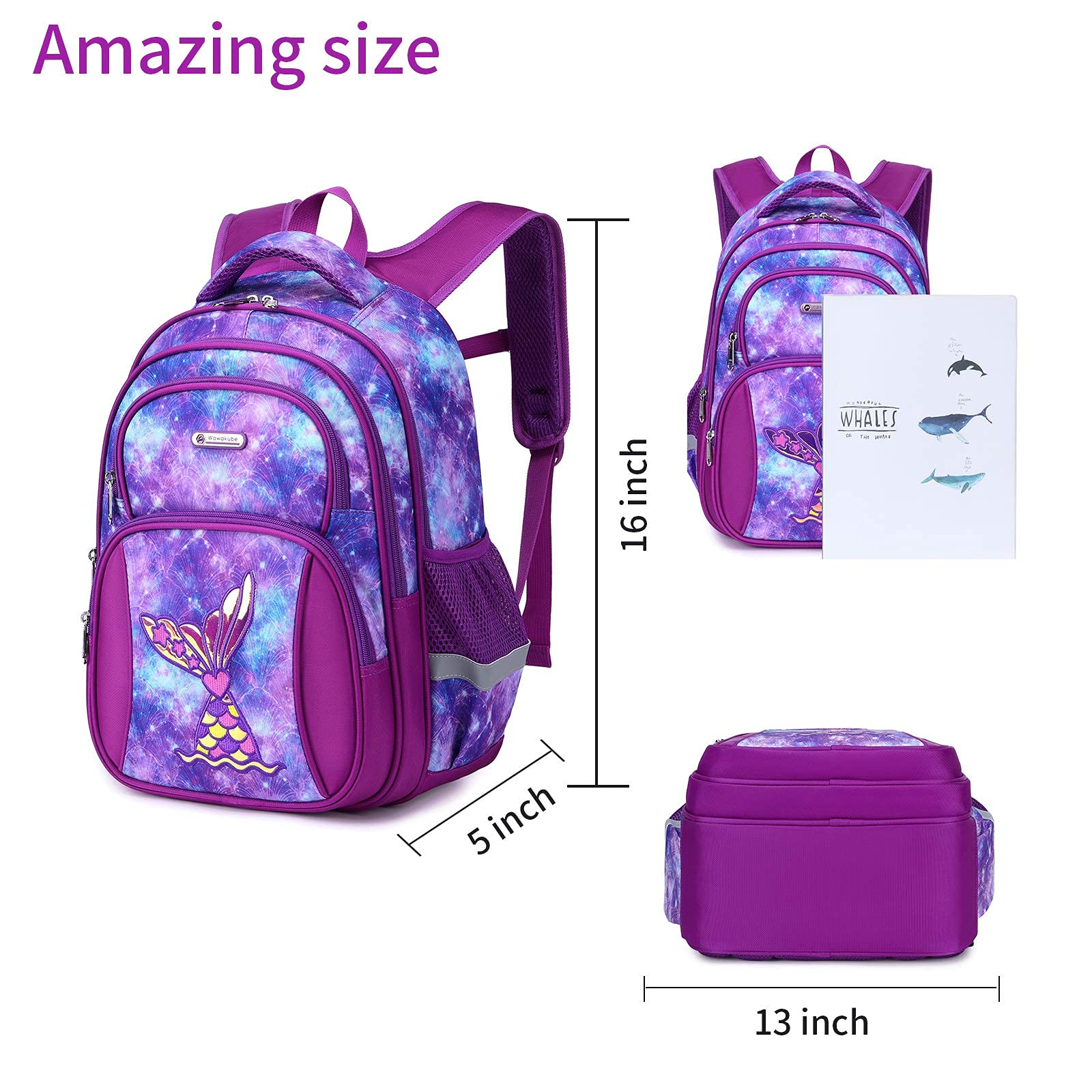 Kids Backpack for Girls Preschool Elementary Kindergarten School Bag 15.6″ Multifunctional Cute Large Capacity