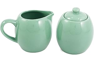 METROPOLITAN TEA Seafoam Green Ceramic Creamer and Sugar Service Set with Lid