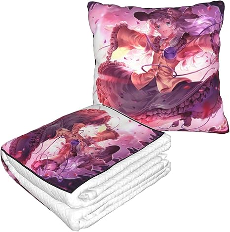Amazon 新品 人気 イラスト東方 古明地こいし 1 ソファーの毛布 多機能 折りたたむ 抱き枕 毛布 2合1 自動車用 オフィス 柔軟 お昼寝まくら 両用 車のクッション ひざ掛け 安眠まくら ブランケット 毛布 オンライン通販