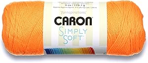 Caron Simply Soft Solids Yarn, Gauge 4 Medium, 100% Acrylic Neon Orange - Machine Wash & Dry