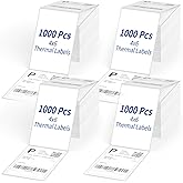 4" x 6" Direct Thermal Labels, 4000 Fanfold Shipping Labels with Perforated Line for Zebra & Rollo Printer, Thermal Printer Label 4x6, Permanent Adhesive