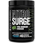 Jacked Factory Nitrosurge Max High Performance Pre Workout Powder - Pre Workout w/Nootropic Ingredients for Intense Focus, Pumps, Smooth Energy, Endurance - 40 Servings, Electric Blue Raspberry