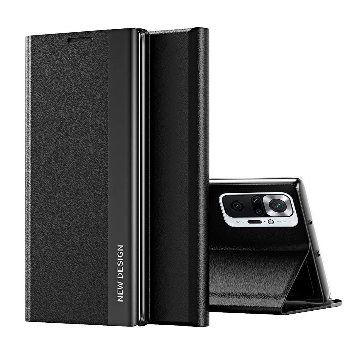 COQUE Case for Xiaomi Redmi Note 10 5G Cover,Smart Flip Cover Side window phone case,Shockproof TPU Phone Cover for Xiaomi Redmi Note 10 5G-Black