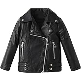 ELUCKFACE Girls Boys Biker Jacket Faux Leather Rivets Leather Motor Jacket For Kids 3-12Years