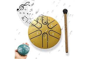YUNEEHA Steel Tongue Rain Drum - 3 Inch 6 Notes for Garden, Waterproof for Outside, Mini Hand Yard Rhythm for Outdoor Garden Symphony (Yellow)