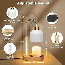 Candle Warmer Lamp, with Timer Dimmer, Height and