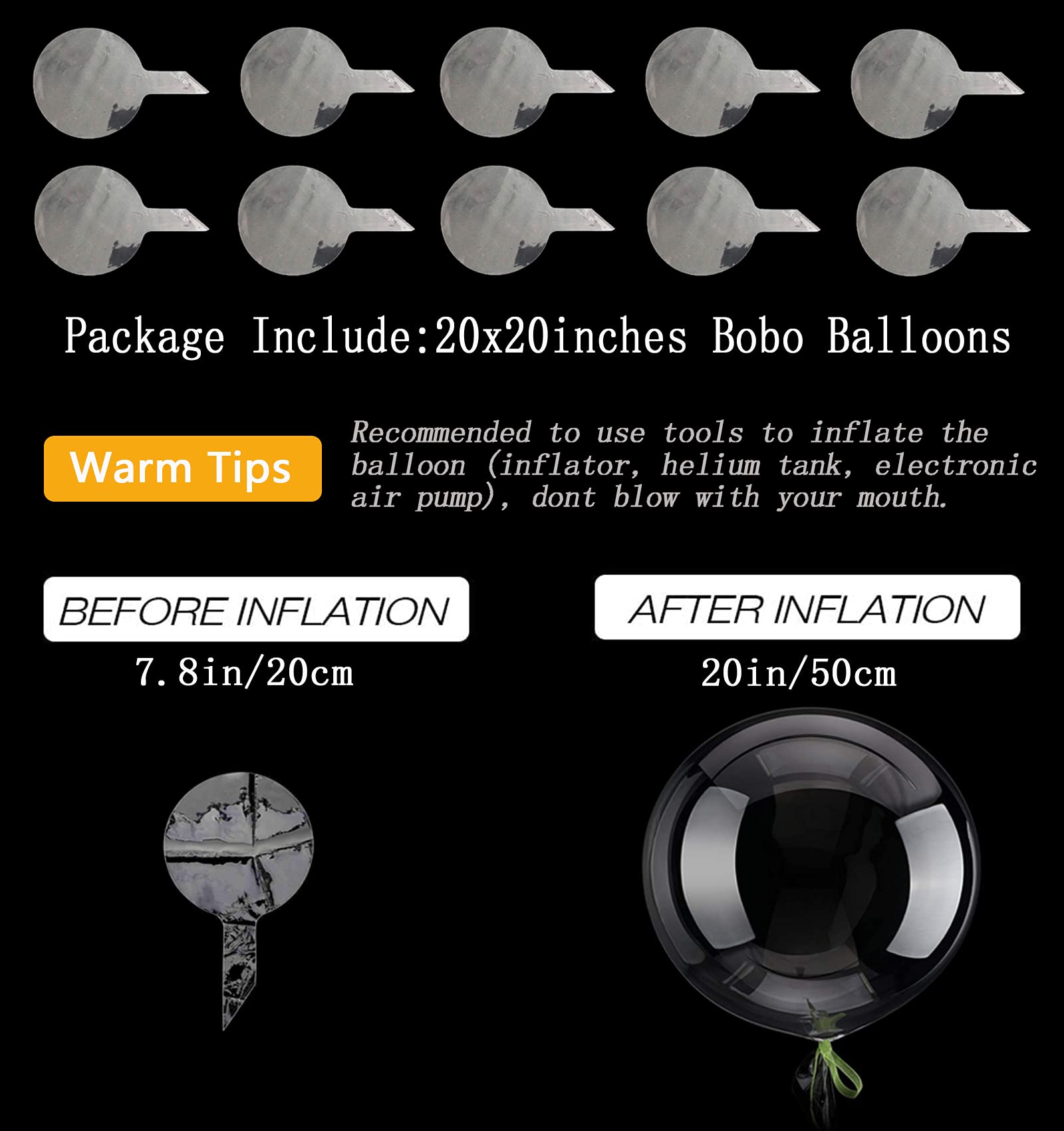 20 Inch Bobo Balloons Bubble Balloons, 20 Pcs Clear Bobo Balloon, Large Transparent Bubble Balloon for Christmas Wedding Birthday Party Decoration