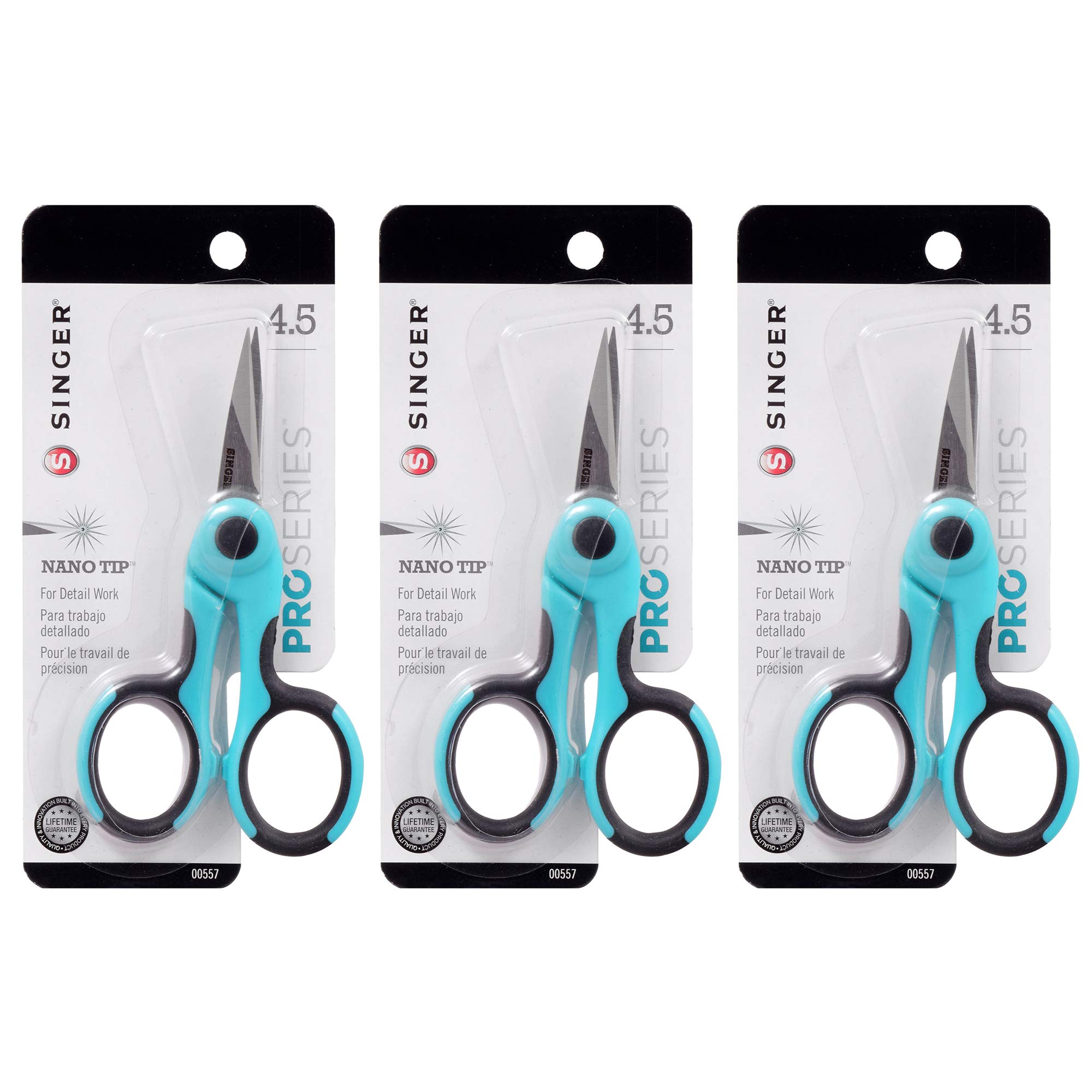 SINGER 00557 4-1/2-Inch ProSeries Detail Scissors with Nano Tip, 3 Pack