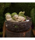 Fairy Garden Statue – Süße Elfengarten-Figur „Schlafendes Baby Mit Hund“, 4 Zoll, Handbemalt Aus Kunstharz