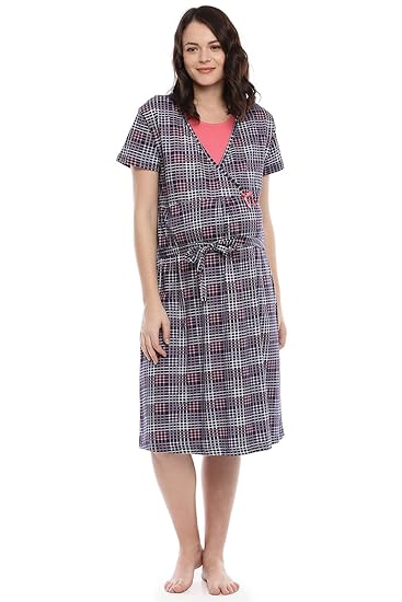 Womens Pink Printed Maternity Nightdress