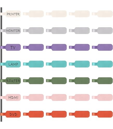 BokWin – 36 Étiquettes Ovales Pour Câbles, 6 Couleurs, Nylon, Velcro