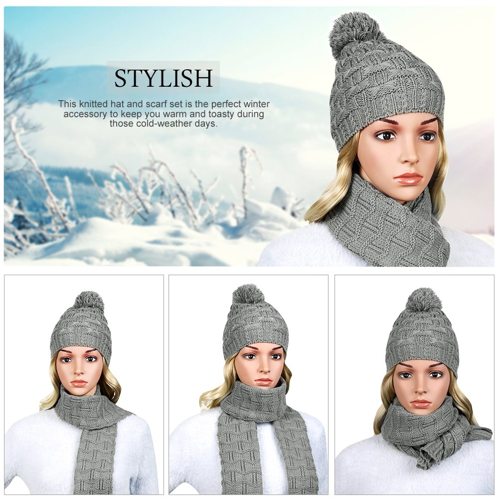 Vbiger Wintermütze Strickmütze Damen Mütze Beanie Warme Mütze Winterschal Damen