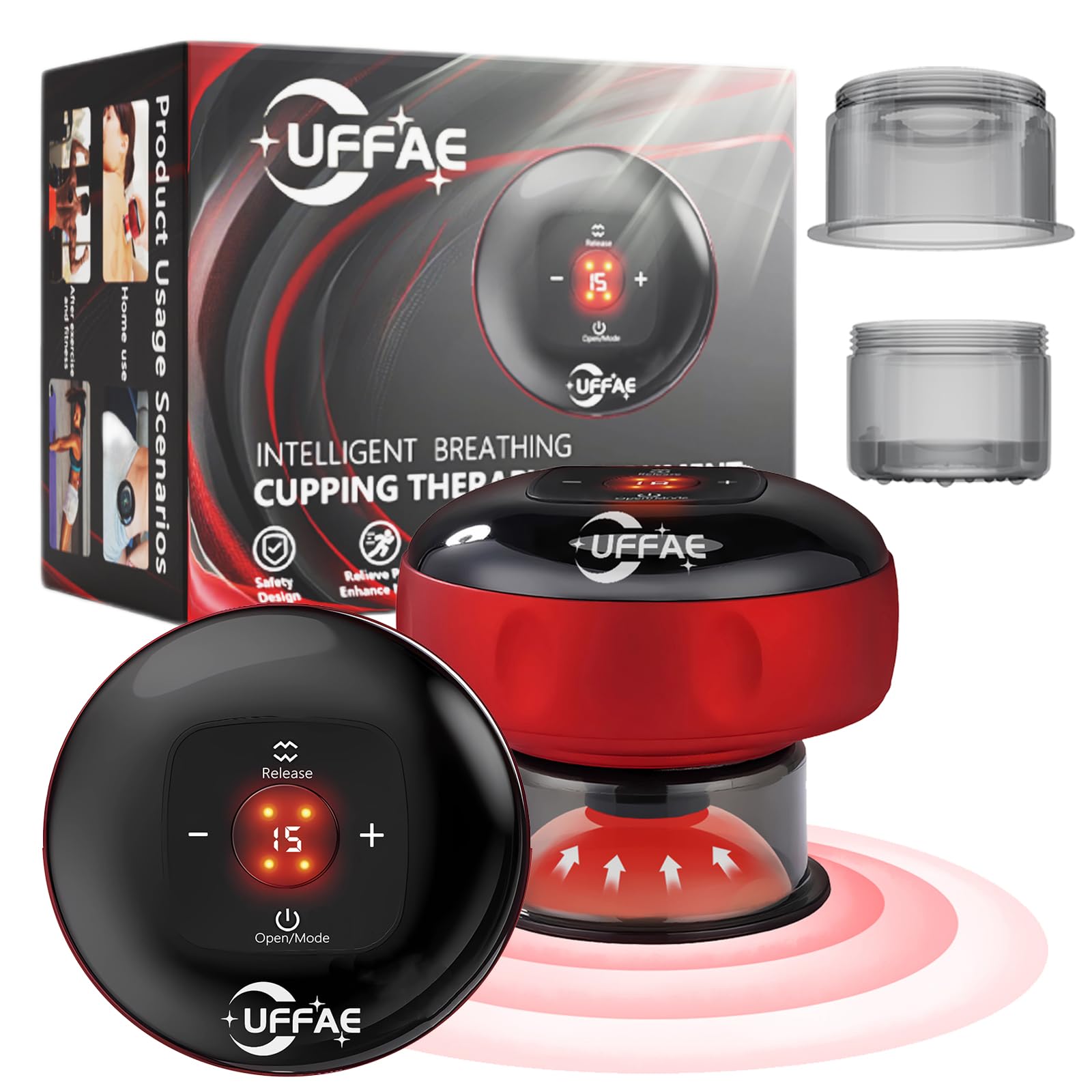 Photo 1 of UFFAE 5-in-1 Electric Cupping Therapy Set, Smart Cupping Therapy Massager, 12 Levels of Suction Strength and Temperature Control?for Targeted Pain Relief, Portable Electric Cupping Device