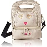Betsey Johnson Kitch Cat Face Oval Top Handle Insulated Snack Lunch Tote bag - Metallic
