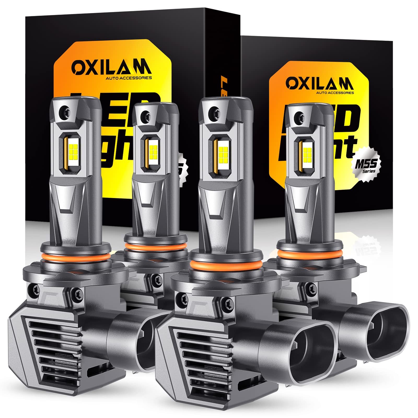 OXILAM 9005 9006 LED Bulbs, 900% High Brightness HB3 HB4 Fog Light Bulb, 6500K Cool White, Pack of 4 Image