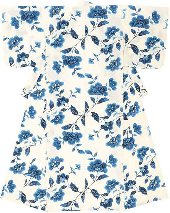 Amazon ソウビエン 浴衣 レディース 単品 白 紺 藍 花 ボタニカル 綿 仕立て上がり 浴衣 通販