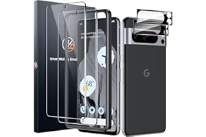 LK 2 Pack for Google Pixel 8 Pro Screen Protector [New Version] + 2 Pack Camera Lens Protector, Fit Lens Cutouts Ports, Support Fingerprint Unlock, Bubble-Free, with Easy Installation Tool