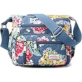 Wafybsre Crossbody Bag for Women Nylon Multi pockets Shoulder Bag Waterproof Floral Messenger Satchel Purses and Handbags