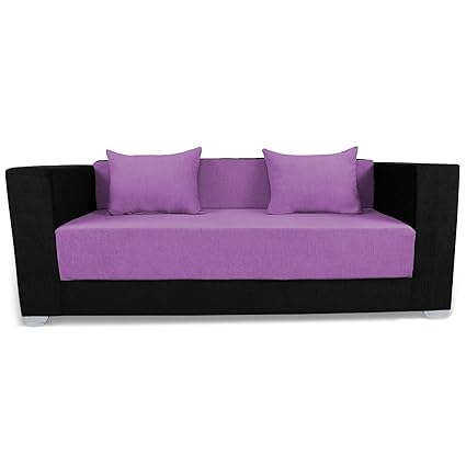 Adorn India Almond 3 Seater Sofa cumbed(Light Purple & Black)