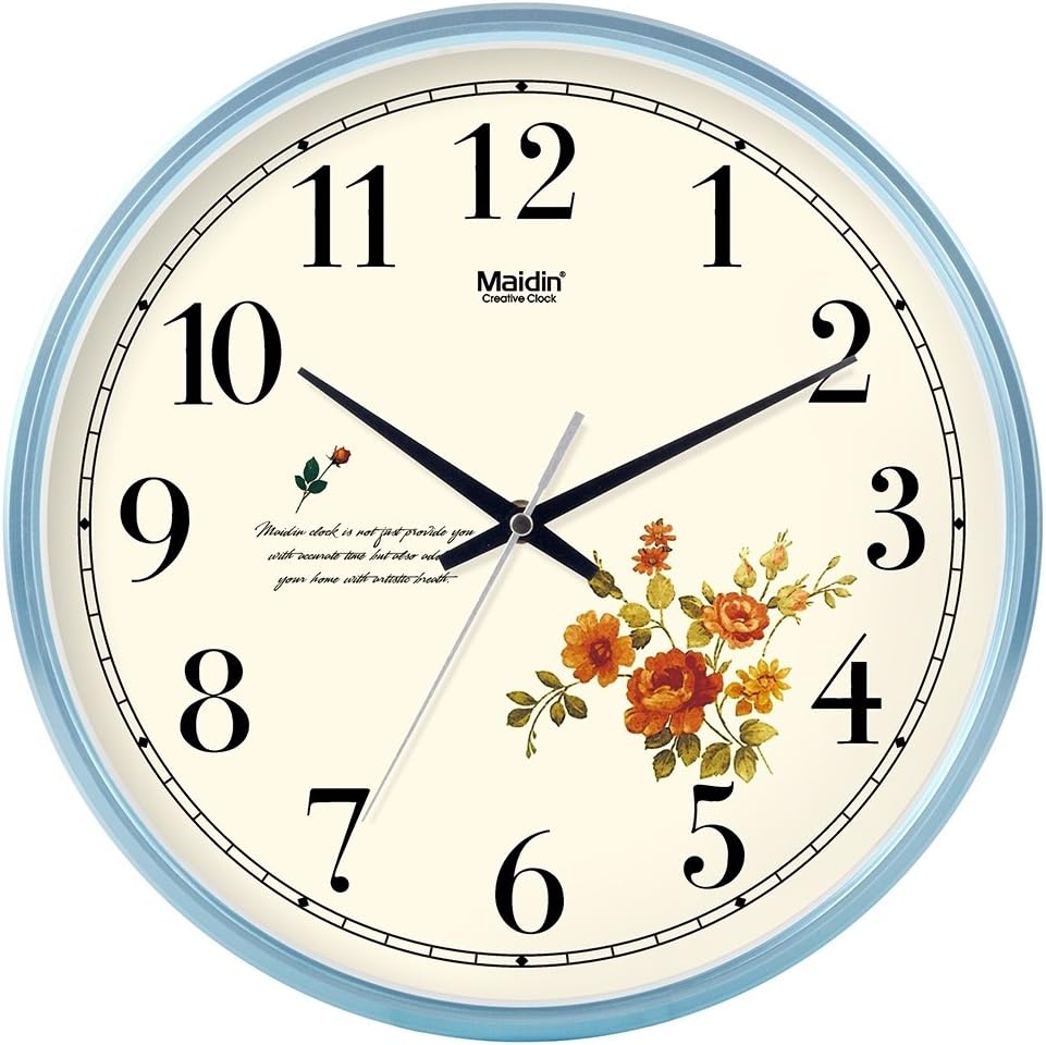 Modern Stylish Elegant Silent Non-ticking Metal Round Wall Clock, Simple Creative Wall Clock For Living Room Bedrooms Office Kitchens, Operated By Battery (Color : Blue, Size : 10 inch)