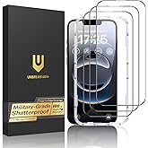 UNBREAKcable for iPhone 16e Screen Protector, 3-Pack Shatterproof Tempered Glass [Easy Installation Frame] [99.99% HD Clear] [9H Hardness] [Case Friendly] [Bubble Free] for Apple iPhone 16e 6.1 inch