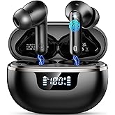 Wireless Earbuds Bluetooth Headphones Noise Cancelling, Bluetooth 5.4 Ear bud with Dynamic Drivers Stereo, 40H Playtime Sports Earphones Wireless Waterproof with LED Power Display for Laptop Pad Phone