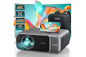 [Auto Focus/4K Support] Projector with WiFi 6 and Bluetooth 5.2, YABER Pro V9 Native 1080P Outdoor Movie Projector, Auto 6D Keystone & 50% Zoom, Home Theater Projector for Phone/TV Stick/PC