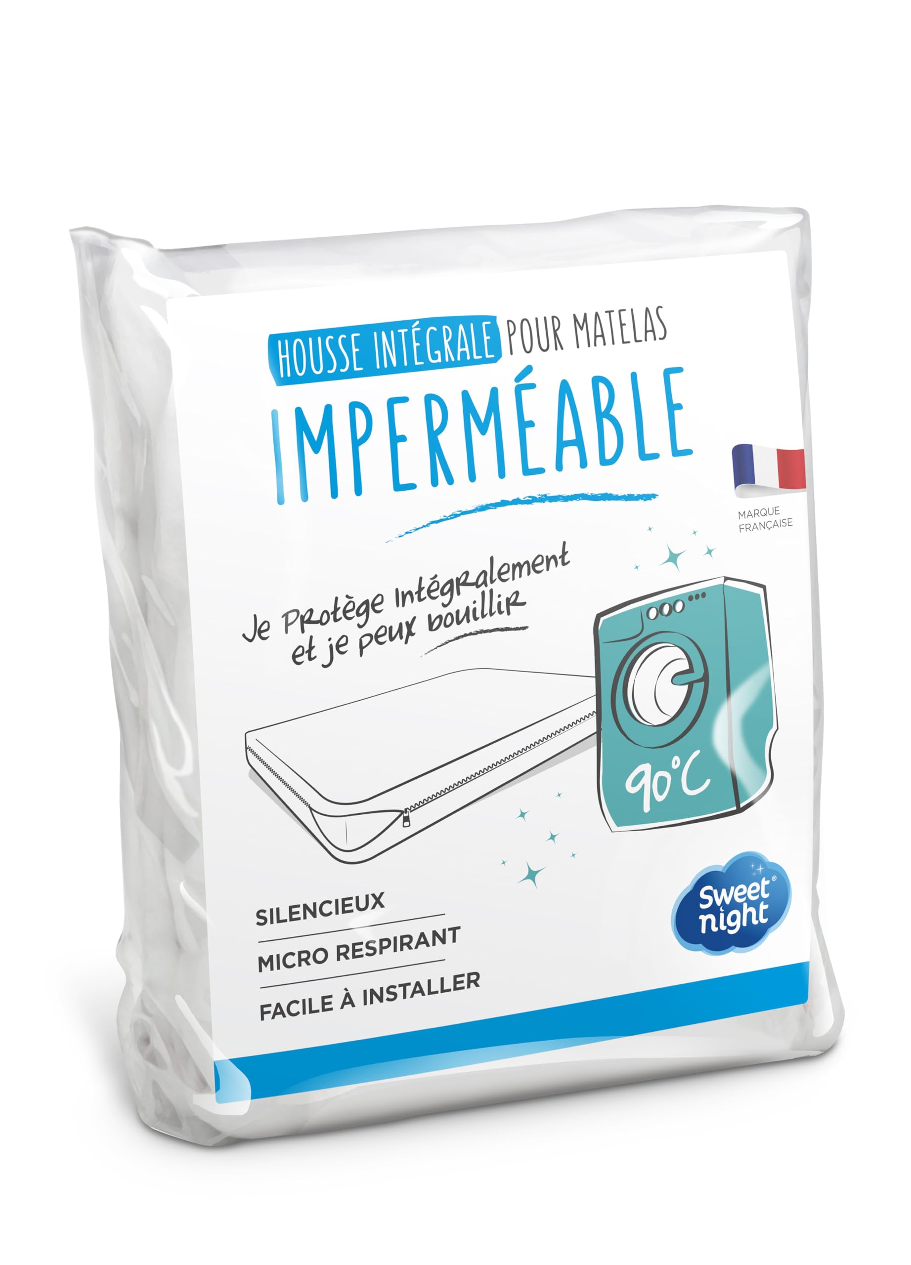 Sweetnight – Full Mattress Cover 200 x 200 cm | Waterproof and Micro Breathable Mattress Protector | Fully Protects Your Mattress | Zip | Soft and Silent | Washable at 90°C