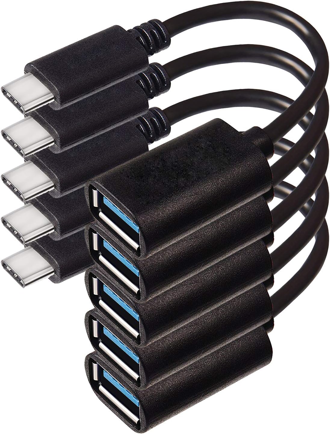 USB C to USB Adapter 5 Pack OTG Adaptor Woodcovo Type C to USB A Converter Data Syncing and Charging for Samsung,for MacBook for ChromeBook for Pixel,for Nexus,All Type C Supported Device