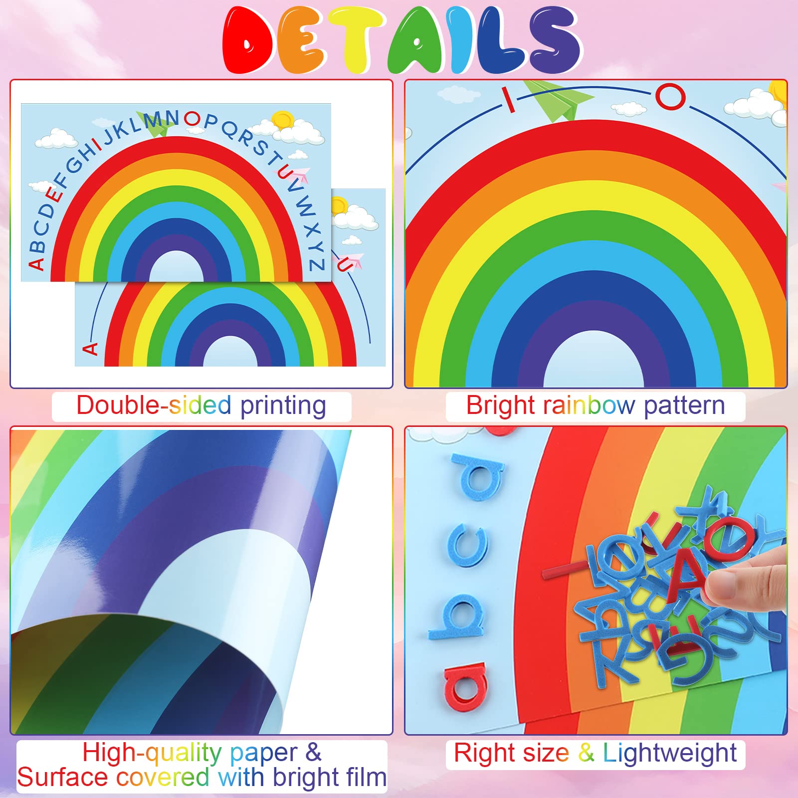 Geyee 6 Pcs Double Sided Rainbow Alphabet Arc Mats Colorful Foam Abc Letters and Arc Mats for Alphabet Recognition Activity Abc Learning Toys for Kindergarten Preschool Baby Toddlers Kids