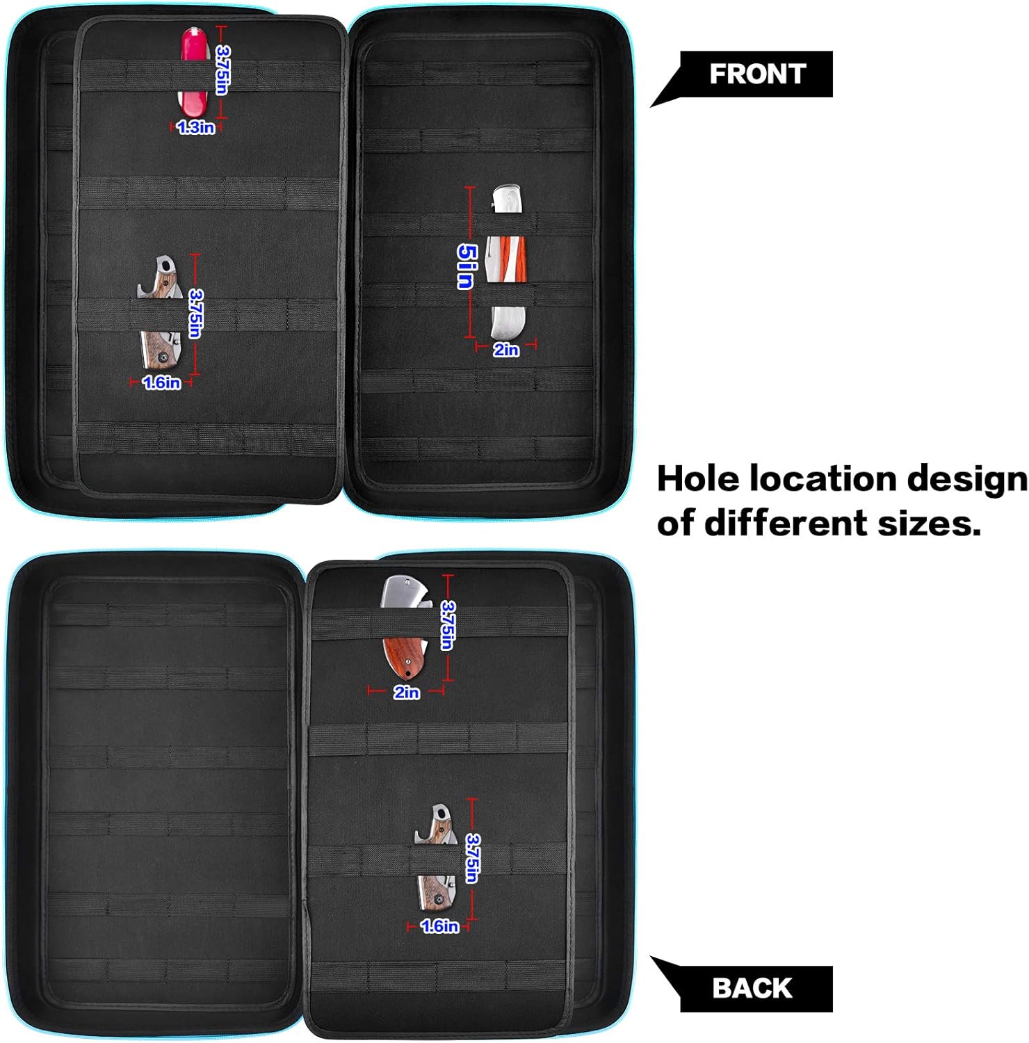 Knife Display Case for 64+ Pocket Knives. Folding Knife Holder, Butterfly Knives Storage Organizer, Knives Roll Collection Pouch Carrier Bag for Survival Tactical Outdoor EDC Mini Knife (Box Only): Kitchen & Dining