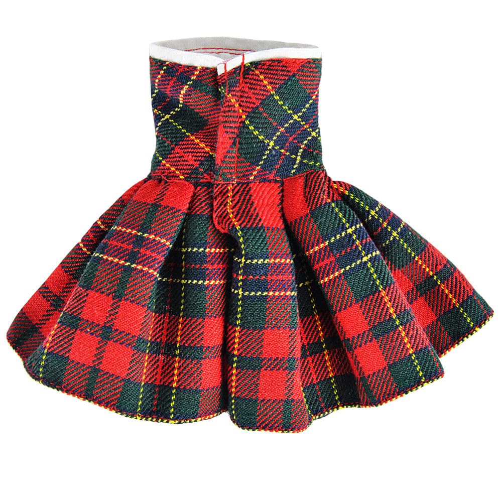 E-TING Santa Clothing for elf Doll Christmas Decoration (Red-Green Plaid Dress)