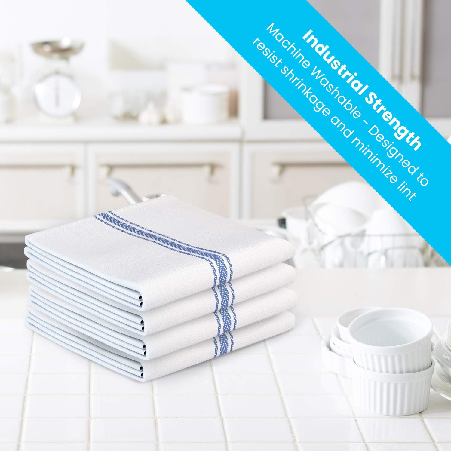 Zeppoli Classic Kitchen Towels, 15-Pack, 100% Natural Cotton, 14 x 25 inches (15 Pack): Kitchen & Dining