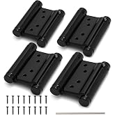 KOLET Double Action Door Hinges, 3 Inches, Matte Black, 4 Pack | Swinging Hinges, Saloon Hinges, Commercial Grade Stainless Steel, Self Closing, For Saloon, Cafe, and Bar