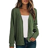 Dokotoo Womens Cardigan Wool Blend Long Sleeve Button Down Sweaters for Women Casual Hollow Out Knit Tops
